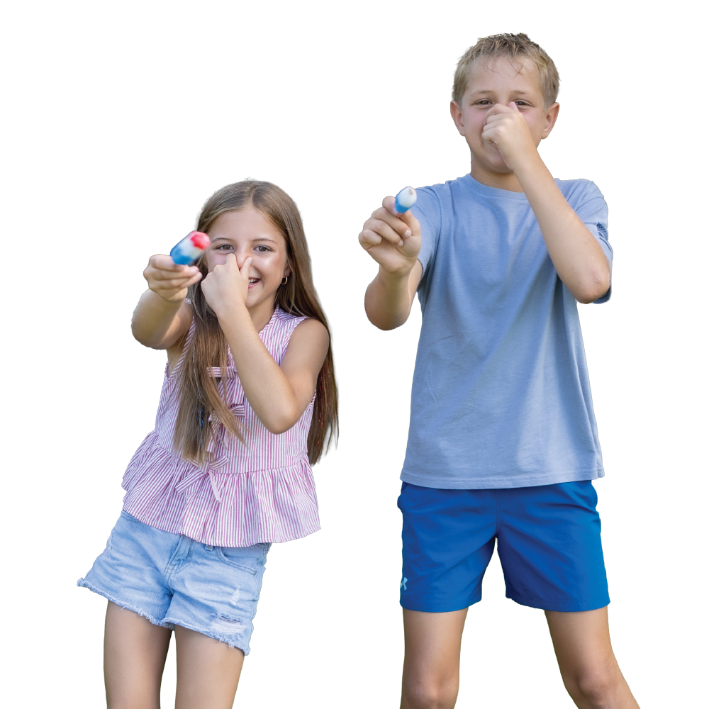 two siblings scuba together with bomb pops in hand